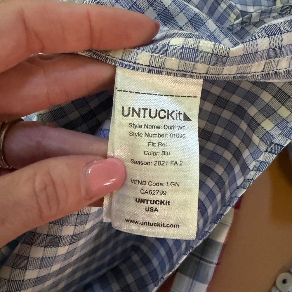 UNTUCKit Mens XL Shirt Bundle 3pc Wrinkle Free Cotton Plaid Pinstripe Grid XL - Picture 6 of 16